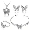 Traje de joyería de lujo de venta caliente de comercio exterior Europa y Estados Unidos exquisita joyería de mariposa pulsera de cuatro piezas collar pendientes anillo