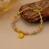 Pulsera con colgante de cuarzo rosa de cristal de colores y diseño de fresa, pulsera para niña de alta gama y lujo, venta al por mayor
