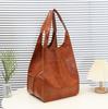 Bolsas Europeas y Americanas para Mujer Transfronterizas Retro Simple Bolso Grande Empalmado Cuero Suave Hombro Portátil Gran Capacidad Moderno Bolso Tote Simple