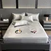 Lujo Ligero Jacquard Carbón Hielo 900D Sábanas Colchonetas Suaves Refrigeradas Clase Amigable con la Piel Transpirable Lavables a Máquina Colchoneta de Seda de Hielo para Dormir Desnudo