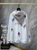 Sudadera con capucha 24SS CH Industria Pesada Color Parche Cruzado Cuero Sánscrito Graffiti Pintado a Mano para Parejas Exclusivo Transfronterizo