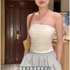 Estilo Coreano Pura Luxúria Garota Quente Top Tubo Quente com Diamantes Feminino de Verão Roupa Íntima Curta Sexy Sexy com Bojos e Costas Bonitas