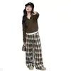 Conjunto Informal de Primavera y Otoño para Niñas 2026 Nuevo Estilo Sudadera de Corte Relajado y Pantalones a Cuadros Conjunto Informal de Dos Piezas para Niños Mayores