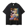 Camiseta estampada vintage desgastada, algodón puro de peso pesado, estilo callejero oversized, top unisex de manga corta, transfronterizo