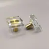 Vidrio de Cristal Manija de Latón Cuadrada Manija de Puerta de Gabinete Cajón Armario Gabinete Manija de Cristal Minimalista Moderna con Base de Latón