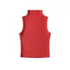 Chaleco sin mangas de cuello alto ajustado elástico estilo INS de chica popular americana para mujer, top corto de color liso ajustado con dobladillo ancho