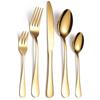 Conjunto de Talheres de Aço Inoxidável 1010 Transfronteiriço da Amazon Hotel Estilo Western Faca de Bife, Garfo e Colher Banhados a Ouro 4 Peças Principais