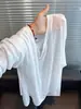 Top fino de manga larga calado estilo coreano para hombre y mujer, casual de otoño, transpirable, corte holgado, top de moda casual elegante y versátil