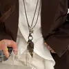 Nova Colar Pingente de Madeira Estilo Zen Chinês para Mulheres Retro Longo Estilo Étnico Corda Trançada Acessórios de Corrente para Suéter Outono e Inverno