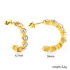 Brincos Europeus e Americanos em Formato de C Transfronteiriços com Brincos de Diamante Branco Redondo para Mulheres, Brincos de Design de Luxo Acessível da Moda Ins, Brincos de Aço Inoxidável