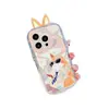 Funda de teléfono de dibujos animados 3D de orejas de conejo y zorro Judy y Nick, adecuada para iPhone 17, funda de plumas de Apple 18 de dibujos animados