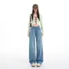 Bestseller Otoño/Invierno 2026 y Super Adelgazantes Jeans Retro Azul Tela Suave Estilo Urbano Pierna Ancha Largo Hasta el Suelo para Mujer de Yichun