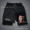 Europa y Estados Unidos transfronterizos calientes animación impresión deportiva para hombres y mujeres doble capa shorts de fitness verano transpirables shorts de fitness