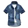 Camisa de Verano Transfronteriza de Manga Corta con Múltiples Bolsillos, Corte Holgado, Talla Grande, Camisa de Mezclilla Casual para el Trabajo para Hombres, Más Vendido en Amazon