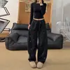Pantalones Casuales de Agujero Suelto Estilo Americano para Mujer, Primavera y Otoño, Delgados, Versátiles, Modernos, Pantalones Deportivos Rectos de Pierna Ancha