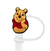 Gorra de Paja de Dibujos Animados Winnie the Pooh Transfronteriza Taza de Agua Creativa Cubierta de Popote de Silicona Tapón de Popote a Prueba de Polvo Venta al por Mayor en Stock