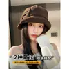 Sombrero de pescador de pana con lazo estilo coreano para mujer, nueva colección otoño/invierno 2026, talla grande, sombrero tipo cubo elegante con un toque de elegancia