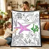 Manta Criativa para Colorir DIY Grafite Desenho em Linha Preto e Branco Manta Pintada à Mão para Lazer em Casa Manta Multifuncional para Soneca Venda por Atacado