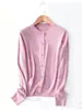 Cardigan de Lã Fina 100% Lavável à Máquina com Fio Fino e Gola Redonda para Mulheres, Cardigan de Tricô Leve e Solto para Primavera e Verão, Proteção Solar, Novo