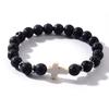 Pulsera Cruz con Cuentas Pulsera Cruz Fe Piedra Volcánica Lava Turquesa Piedra Ojo de Tigre Rodolita Piedra Amazonita