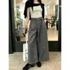 Pantalones casuales para mujer con cinturón, de cintura alta, adelgazantes, adecuados para cuerpo tipo pera, pantalones anchos holgados de pierna ancha con curva