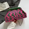 Moda Casual Otoño 2025 Bolso de Hombro Tejido Ondulado Rayado Gran Capacidad Bolso de Clip Diario Bolso Cruzado Casual
