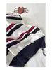 Nueva Camiseta Polo de Punto Rayada Estilo Miu 2025 de Manga Corta para Mujer con Hombro Normal, Cuello Camisero, Top Corto con Sentido del Diseño