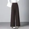 Pantalones de pierna ancha de cintura alta para mujer, pantalones casuales de línea A rectos, modernos y versátiles, nuevo estilo de otoño, pantalones de pierna ancha elegantes y con caída