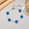 Pulsera de Acero de Titanio Trébol de la Suerte Flor de Cinco Hojas, Trébol de Cinco Hojas para Mujer, Lujo Asequible con Tacto Premium, Joyería de Acero Inoxidable Impermeable 18K