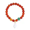 Promoción Transmitida en Vivo de Pulsera de Ágata Roja con Cuentas para Mujeres, Pulsera Original con Colgante de Estilo Chino de Estambres de Flor, Regalo para Compañeros de Clase y Mejores Amigos