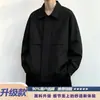 Chaqueta de trabajo negra bordada para hombre, primavera y otoño, retro americano, estilo japonés, marca de moda, talla grande, chaqueta casual holgada