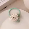 Corea Flor Rosa Amarilla Historia Flor Scrunchie Diadema de Pelo de Alta Gama Suave Dulce Camelia Goma para el Cabello Accesorios para la Cabeza Elásticos