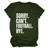 Amazon Estación Independiente Camiseta de Mujer Transfronteriza SORRY CAN'T FOOTBALL BYE Cuello Redondo Hueco Manga Corta