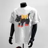 Camiseta com Estampa de Cachorrinho de Desenho Animado Abraçando a América para Homens e Mulheres Verão Estampada Manga Curta Camisa Meia-Manga para Casal Versão Alta Top Estampado