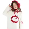 Conjunto de Suéter y Falda Estilo Coreano para Niñas Mayores, Nuevo Estilo Otoño e Invierno, Lindo Conjunto de Dos Piezas con Dibujos Animados de Manzana y Cachorro
