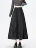 Falda de Capullo de Flor Hinchada para Mujer, Nuevo Estilo de Otoño, Falda Midi Acampanada de Línea A para Mujer Petite, Falda Media Plisada Irregular 10238