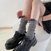 Calcetines largos para niñas, otoño e invierno, hasta media pantorrilla, con lazo, JK, hilo de algodón grueso, calcetines de algodón, calcetines blancos