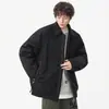 Jaqueta Leve de Penas Masculina com Bordado de Letras, Nova de Inverno Retrô Japonês Versátil Cor Sólida Simples Quente