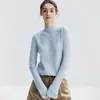 Nuevo Punto de Punto de Una Pieza Otoño/Invierno Sin Costuras 100% Cachemira Cuello Semi Alto Plano Color Sólido Tejido Suave y Liso