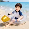 Brinquedos de Brincar na Água de Verão para Crianças Pato Amarelo Transparente Inflável Boia de Natação Boia de Segurança para Bebê na Praia
