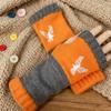 Guantes de Punto Cálidos y de Moda para Mujer de Otoño e Invierno, Guantes Cálidos para Exteriores de Medio Dedo con Hilo Acrílico y Diseño de Bloques de Color, Transfronterizo