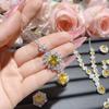 Corte Camelia Traje francés de circonio color yema de huevo brillante chapado en oro de 18 quilates con diamantes completos avanzados para cena anillo rico aretes de botón con aguja de plata