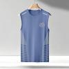 Chaleco de seda de hielo para hombre, moderno, fino, de cuello redondo, de malla, transpirable, de secado rápido, deportivo, ancho, sin mangas, de verano