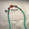 Nova Corrente de Clavícula com Contas Estilo Chinês Moda Nacional Feminina Turquesa Sintética Vermelho do Sul Corrente de Clavícula Nicho Elegante Étnica Leve Luxo Corrente de Colar