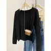 Suéter Macio de Tricô com Gola Redonda, Estilo Suave para Mulheres, Camada Base para Outono e Inverno, Estilo Básico da Moda, Top Simples e Versátil