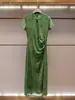 Vestido de Verano de Alta Gama para Mujer Estilo Nuevo Estilo Chino Nuevo Moda Temperamento Elegante Adelgazante Estampado Plisado Manga Corta