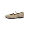 Zapatos Mary Jane Retro de Tira Cruzada para Mujer 2026 Otoño Nuevos Gamuza Mate Suela Plana Zapatos de una Sola Pieza Estilo Suave Corte Bajo