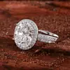 Anillo de Moissanita de Alta Gama con Forma de Huevo, Brillante y de Moda, Popular Anillo de Diamante de Moissanita de Plata de Ley S925, Regalo de Cumpleaños Transfronterizo