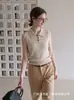 Camiseta de punto de manga corta con cuello polo estilo coreano para mujer, top elegante de solapa de alta gama para verano