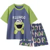 Pijama de Verano para Niños Niños Delgado de Manga Corta Imitación Algodón Ropa de Casa de Verano para Niños Mayores Conjunto Nuevo Estilo 2026